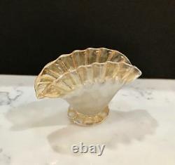 Miniature Pomona Glass Fan Vase or Toothpick Holder, Ruffled Rim, First Ground