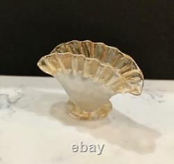 Miniature Pomona Glass Fan Vase or Toothpick Holder, Ruffled Rim, First Ground