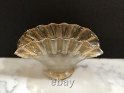 Miniature Pomona Glass Fan Vase or Toothpick Holder, Ruffled Rim, First Ground