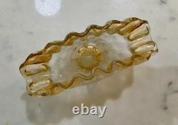 Miniature Pomona Glass Fan Vase or Toothpick Holder, Ruffled Rim, First Ground