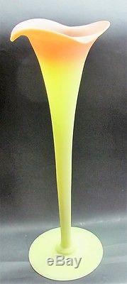Monumental 19 MT. WASHINGTON BURMESE Lily Art Glass Vase c. 1880 MINT antique