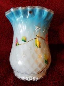 Mop mother of pearl Victorian decorated glass celery NR