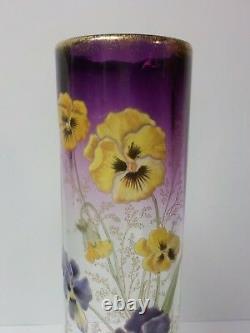 Moser 14 Vase, Enameled Pansies, c. 1910-25 (#1)