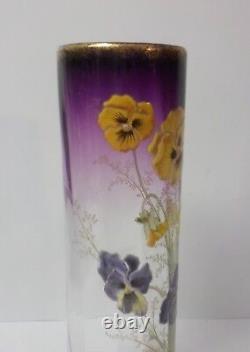 Moser 14 Vase, Enameled Pansies, c. 1910-25 (#1)