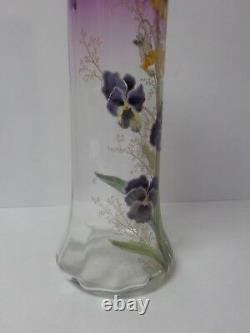 Moser 14 Vase, Enameled Pansies, c. 1910-25 (#1)