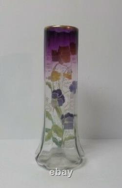 Moser 14 Vase, Enameled Pansies, c. 1910-25 (#1)