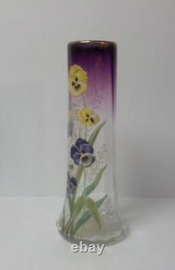 Moser 14 Vase, Enameled Pansies, c. 1910-25 (#1)