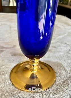 Moser Bohemian Czech Hand painted Cobalt Blue Gold & Enamel Vase 9