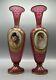 Moser Bohemian Glass Cranberry And Gilt Hand Painted Portrait Vases Circa 1880s