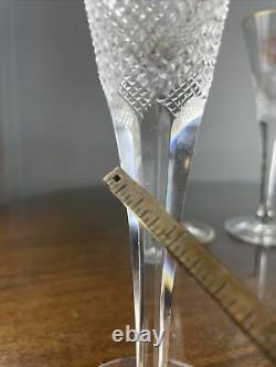 Moser Champagne Flute Enameled Gilt Monogram Crystal Set Of 5