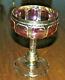 Moser Cranberry Bohemian Cabochon Champagne Coupe Gold Detailng