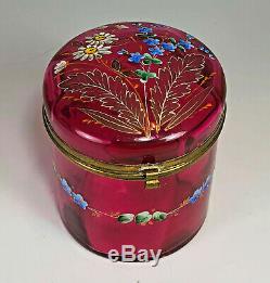Moser Cranberry Glass Decorated Box