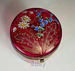 Moser Cranberry Glass Decorated Box