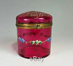 Moser Cranberry Glass Decorated Box