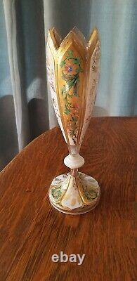 Moser Czech Bohemian Glass Tulip Cut glass Vase Art Nouveau Era RARE