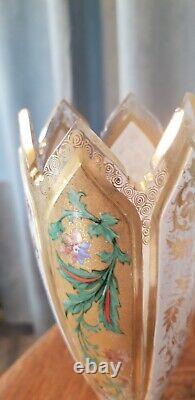 Moser Czech Bohemian Glass Tulip Cut glass Vase Art Nouveau Era RARE