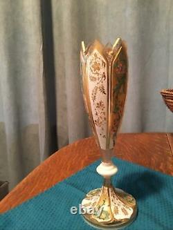 Moser Czech Bohemian Glass Tulip Cut glass Vase Art Nouveau Era RARE