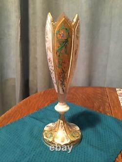 Moser Czech Bohemian Glass Tulip Cut glass Vase Art Nouveau Era RARE