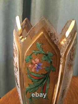 Moser Czech Bohemian Glass Tulip Cut glass Vase Art Nouveau Era RARE