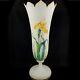 Moser Frosted Art Glass Trumpet Vase Antique Bohemian Czech Floral Harrach Tgc