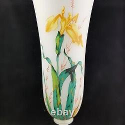 Moser Frosted Art Glass Trumpet Vase antique bohemian czech floral harrach tgc