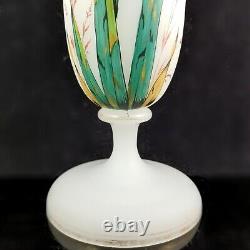 Moser Frosted Art Glass Trumpet Vase antique bohemian czech floral harrach tgc