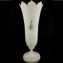 Moser Frosted Art Glass Trumpet Vase antique bohemian czech floral harrach tgc