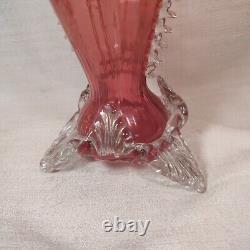 Moser Hand Enameled White Floral Raised Gold Victorian Antique Vase WithRigaree