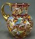 Moser Harrach Hand Enamelled Floral Scrollwork Cranberry Glass & Gold Pitcher