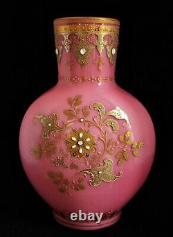 Moser Loetz 12 Jeweled Beaded Gilt Enamel Cased Glass Vase Baldwin Bk Plate 150