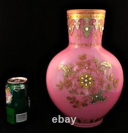 Moser Loetz 12 Jeweled Beaded Gilt Enamel Cased Glass Vase Baldwin Bk Plate 150