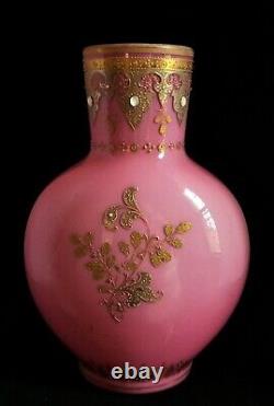 Moser Loetz 12 Jeweled Beaded Gilt Enamel Cased Glass Vase Baldwin Bk Plate 150