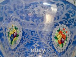 Moser Vase 7 Antique Bohemian Clear Glass Hand Etched and Painted ca. 1890-1910