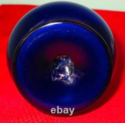 Moser Vase Antique 19th Century Bohemian Cobalt Blue Hand Painted Glass Moser Vase Antique 19th Century Bohemian Cobalt Blue Hand Painted Glass
