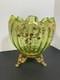 Moser Victorian Footed Green With Gold Scrolling Rose Bowl Excellent Condition