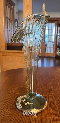 Moser Victorian Vase Gold Enamel Jack in the Pulpit Epergne Vase-TRUMPET 13.5