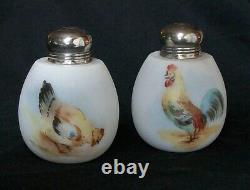 Mount Washington Hen and Rooster Shakers with Sterling Lids