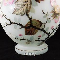 Mount Washington Large Hand Blown Opaline Thick Glass Enameled Vase