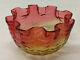 Mt Washington Amberina Phoenix Drape Optic Art Glass Crimped Top 5 Dessert Bowl
