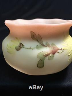 Mt Washington Antique Circa 1886 Rarest Peachblow Enameled Spider Mums Vase