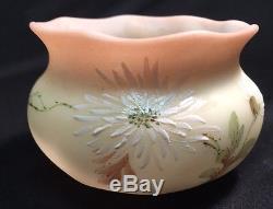 Mt Washington Antique Victorian Rarest Peachblow Enameled Spider Mums Vase