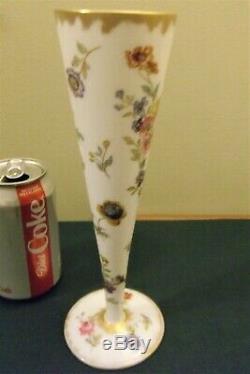 Mt. Washington Art Glass Colonial Ware Trumpet Vase 10 Hand Painted 1890