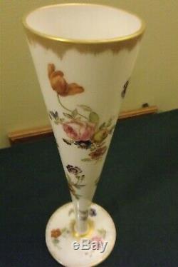 Mt. Washington Art Glass Colonial Ware Trumpet Vase 10 Hand Painted 1890