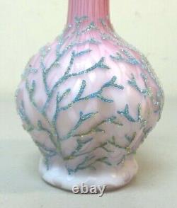 Mt. Washington CORALENE Art Glass Diamond Quilted 5.5 Satin Glass Vase