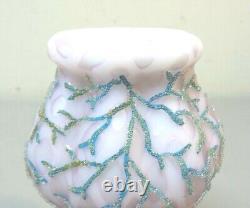 Mt. Washington CORALENE Art Glass Diamond Quilted 5.5 Satin Glass Vase