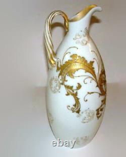 Mt Washington Colonial Ware Art Glass Ewer Vase with Colonial Couple Rope Handle