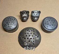 Mt Washington Egg Sugar Shaker (TOP ONLY) + 4 add'l vintage salt shaker tops