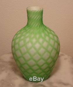 Mt Washington Green Cut Velvet Art Glass Vase