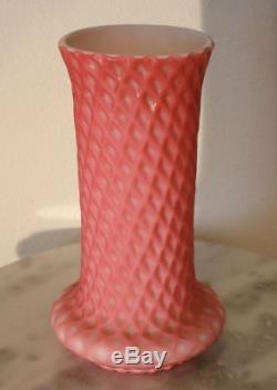 Mt Washington Pink Satin Cut Velvet Art Glass Vase
