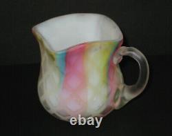 Mt. Washington RAINBOW Satin Art Glass Mother of Pearl Mini Creamer with Handle